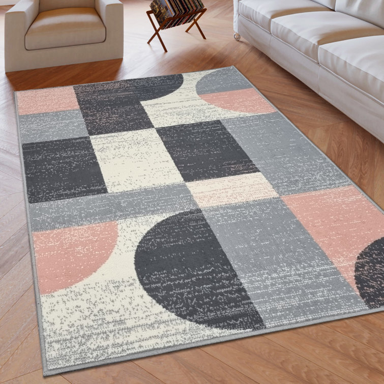 Corrigan Studio Fullilove Machine Woven Black/Grey/Pink Rug Wayfair.co.uk